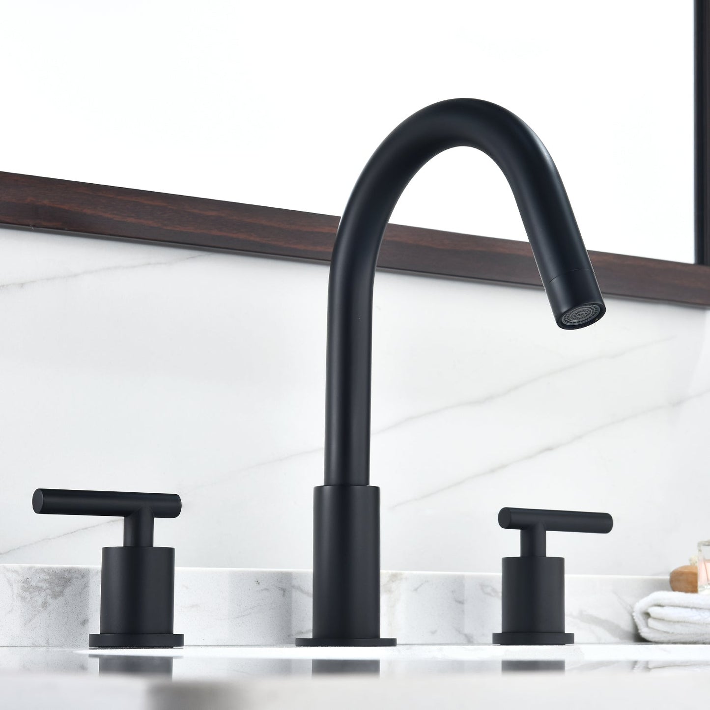 Balen 8" Widespread 2-Handle Bathroom High-Arc Faucet in Matte Black
