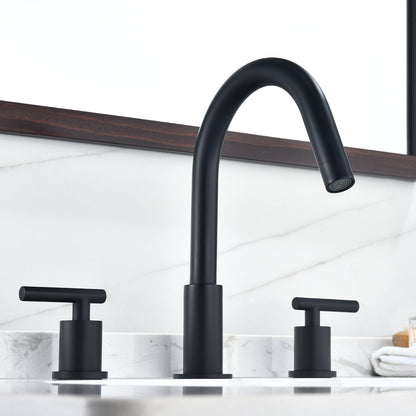 Balen 8" Widespread 2-Handle Bathroom High-Arc Faucet in Matte Black