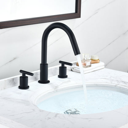 Balen 8" Widespread 2-Handle Bathroom High-Arc Faucet in Matte Black