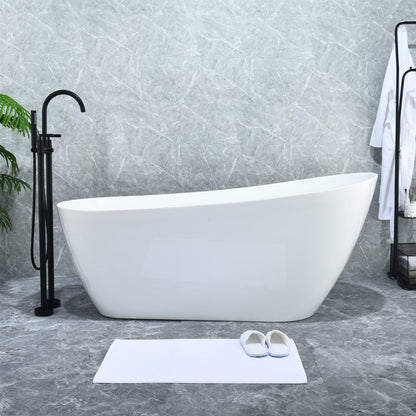 Gnosall Double Lever Handle Freestanding Floor Mounted Tub Filler with Handshower in Matte Black