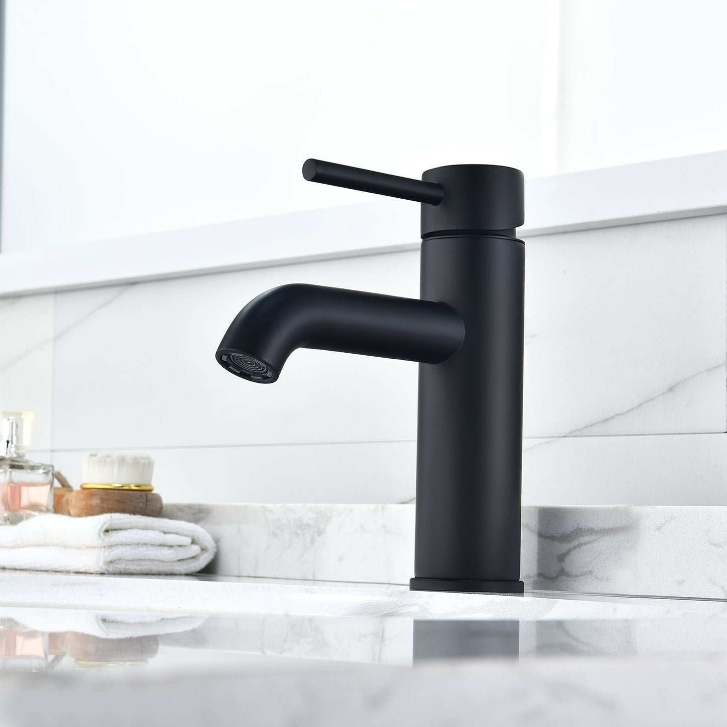 Tubize Single Hole Single-Handle Bathroom Faucet in Matte Black