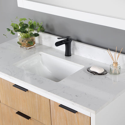 Mayen Single Hole Single-Handle Waterfall Bathroom Faucet in Matte Black