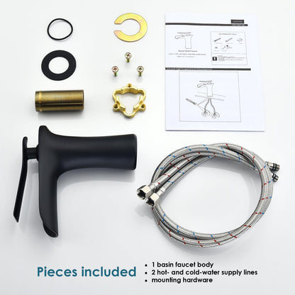 Mayen Single Hole Single-Handle Waterfall Bathroom Faucet in Matte Black