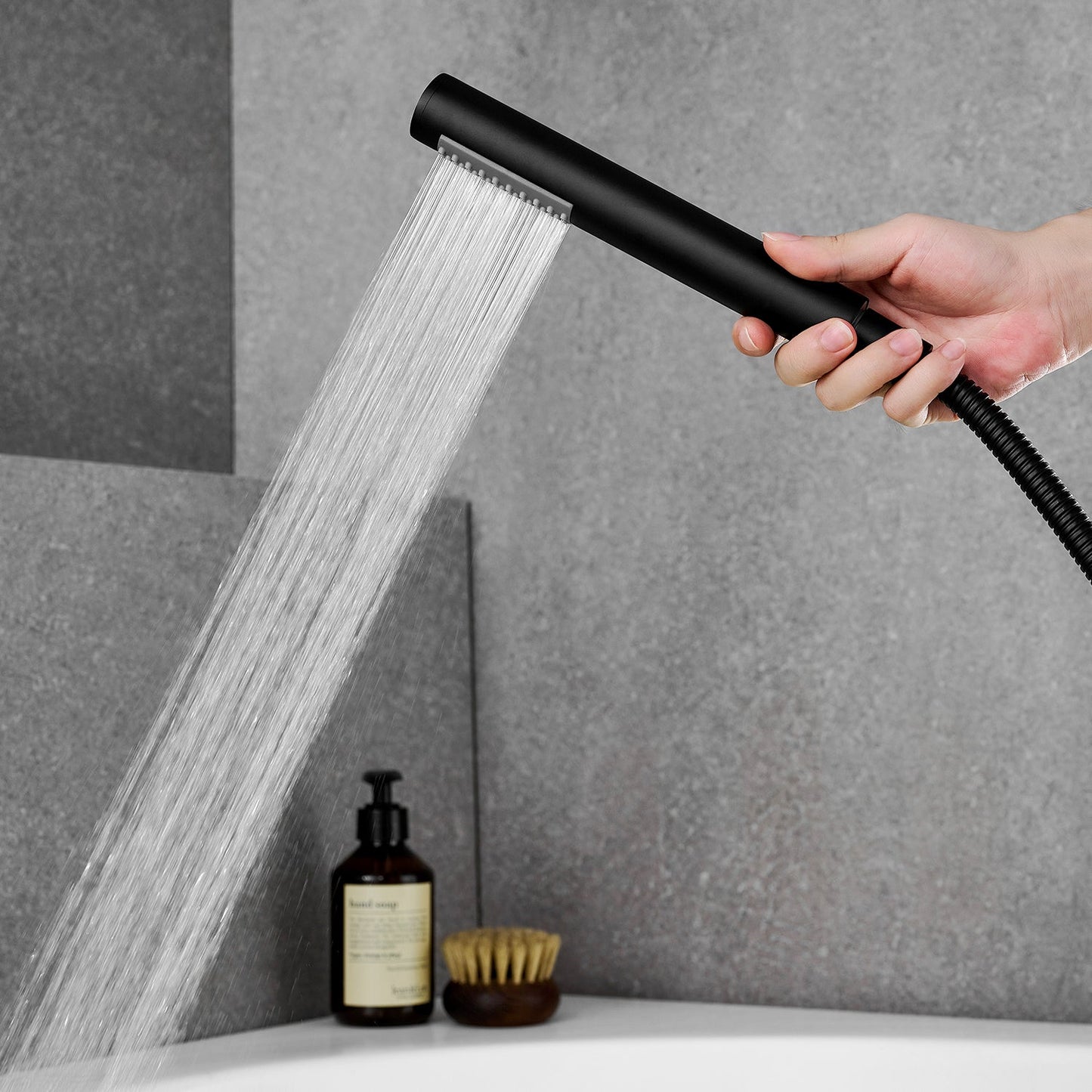 Sorlia Cross Handles Deck-Mount Roman Tub Faucet in Matte Black with Handheld shower