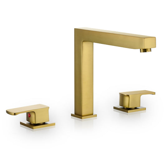 Calden Double Handle Deck-Mount 8" Widespread Roman Tub Faucet in Brushed Gold