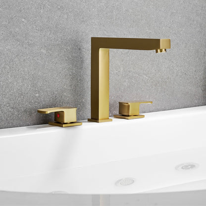 Calden Double Handle Deck-Mount 8" Widespread Roman Tub Faucet in Brushed Gold