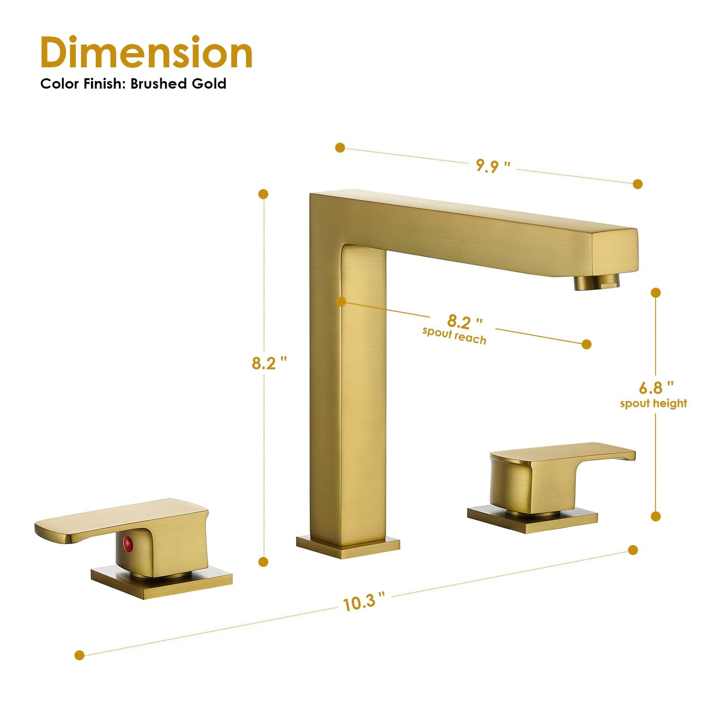Calden Double Handle Deck-Mount 8" Widespread Roman Tub Faucet in Brushed Gold