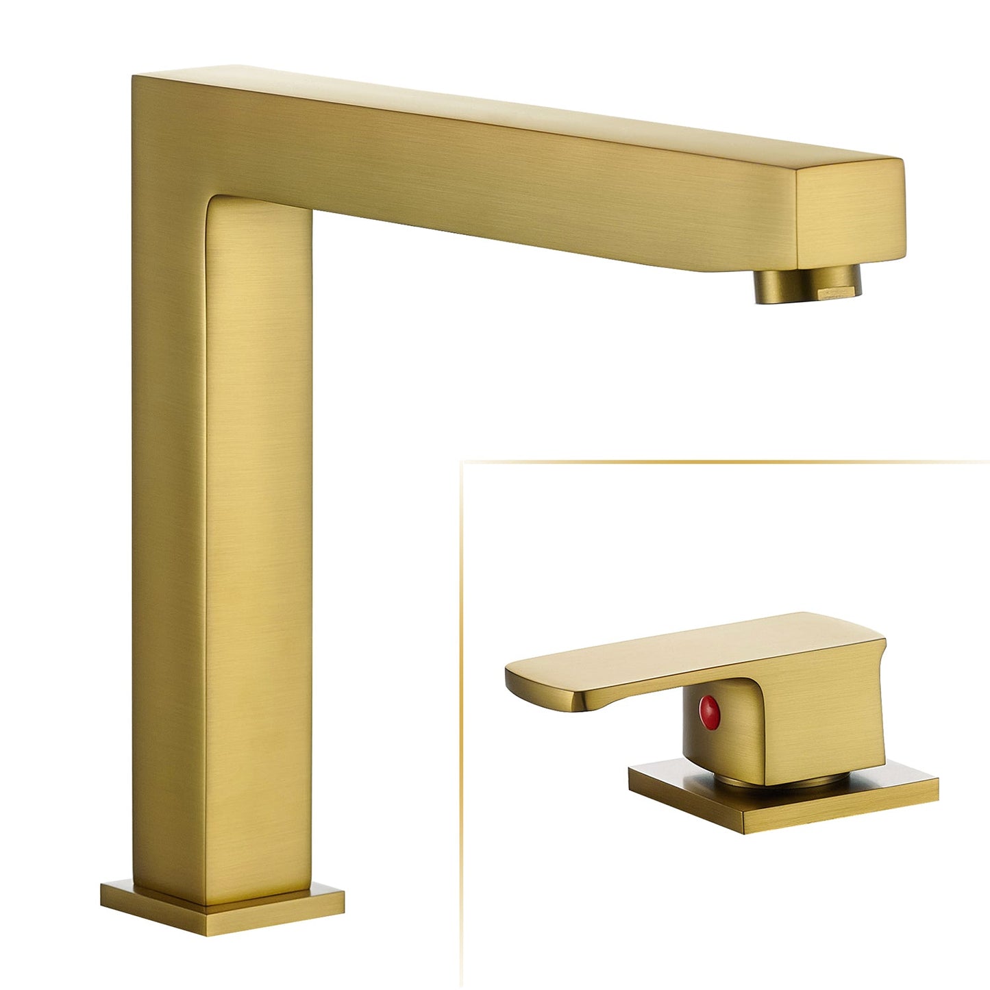 Calden Double Handle Deck-Mount 8" Widespread Roman Tub Faucet in Brushed Gold