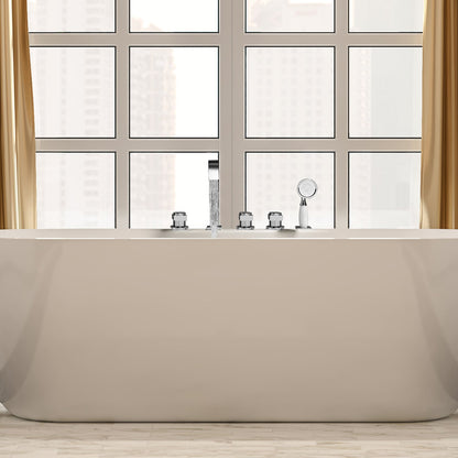 Vikran Triple Handle Deck-Mount Roman Tub Faucet Trim in Polished Chrome with Handshower