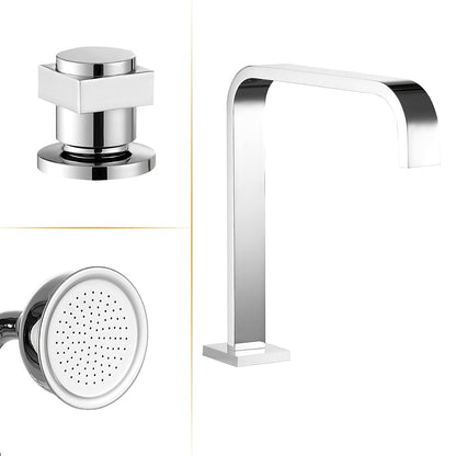 Vikran Triple Handle Deck-Mount Roman Tub Faucet Trim in Polished Chrome with Handshower