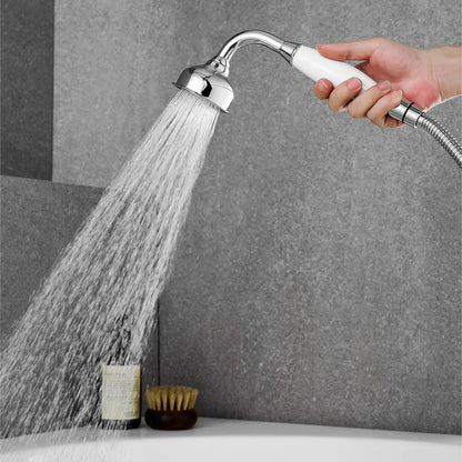 Vikran Triple Handle Deck-Mount Roman Tub Faucet Trim in Polished Chrome with Handshower