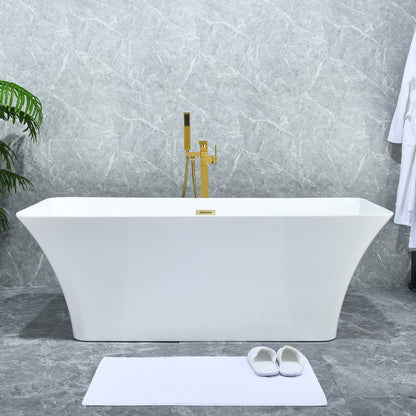 Campia Single Lever Handle Freestanding Floor Mounted Tub Filler with Handshower in Brushed Gold