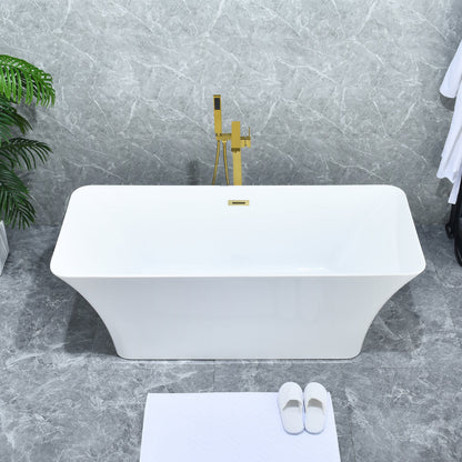 Campia Single Lever Handle Freestanding Floor Mounted Tub Filler with Handshower in Brushed Gold