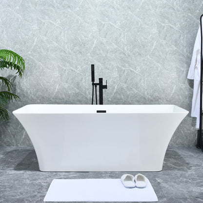 Campia Single Lever Handle Freestanding Floor Mounted Tub Filler with Handshower in Matte Black