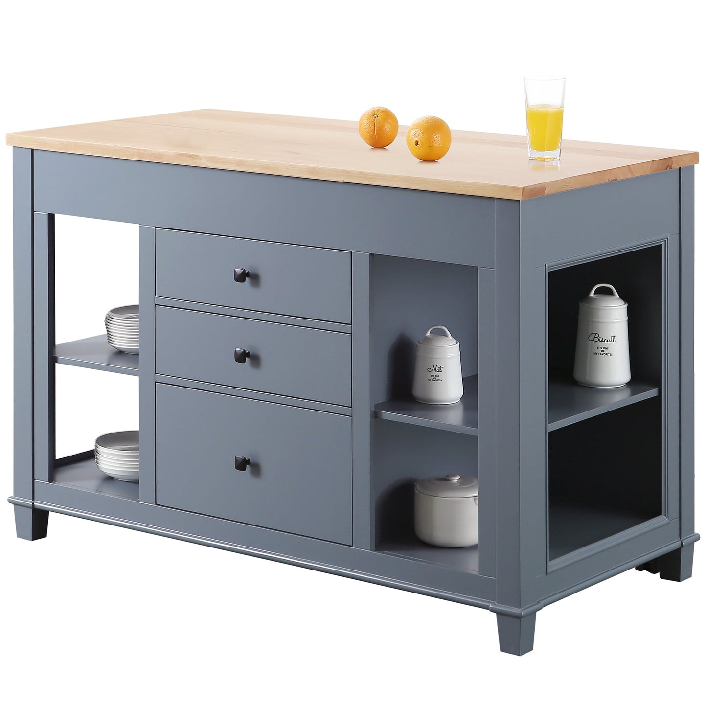 Medley 54 In. Kitchen Island With Slide Out Table in Gray
