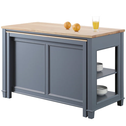 Medley 54 In. Kitchen Island With Slide Out Table in Gray