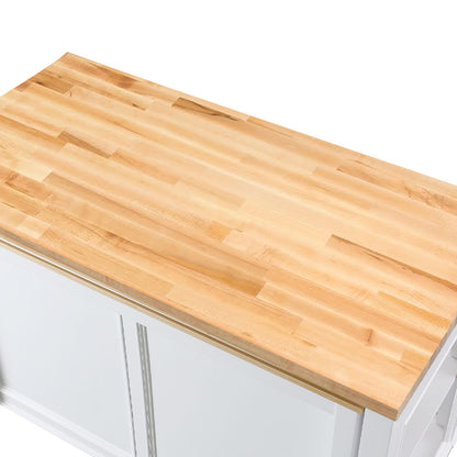 Medley 54 In. Kitchen Island With Slide Out Table in White