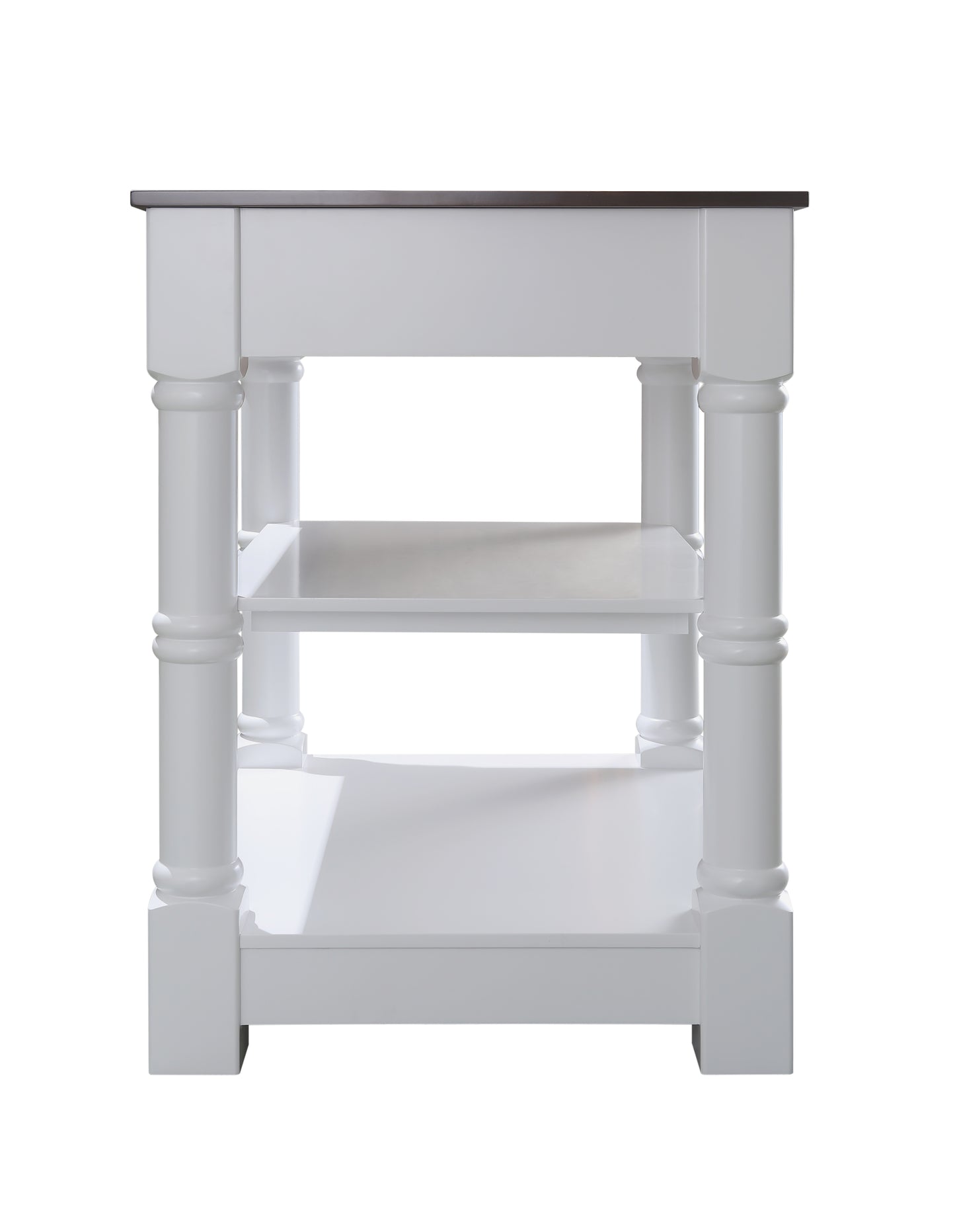 Monterey 36 In. Kitchen Island With Dark Walnut Veneered Wood Countertop in White