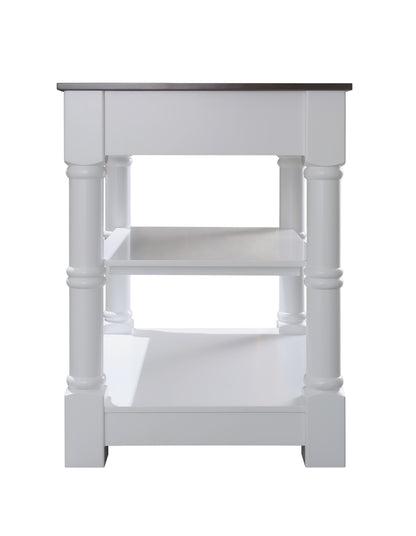 Monterey 36 In. Kitchen Island With Dark Walnut Veneered Wood Countertop in White