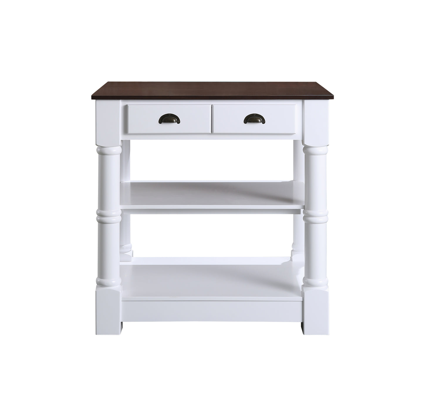 Monterey 36 In. Kitchen Island With Dark Walnut Veneered Wood Countertop in White