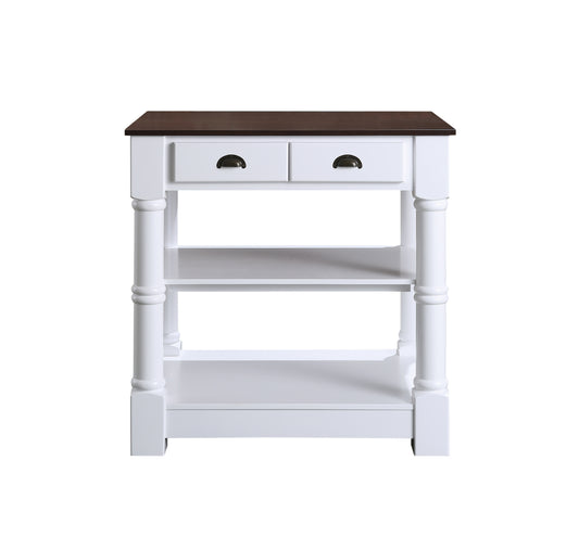 Monterey 36 In. Kitchen Island With Dark Walnut Veneered Wood Countertop in White