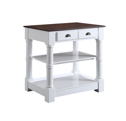 Monterey 36 In. Kitchen Island With Dark Walnut Veneered Wood Countertop in White