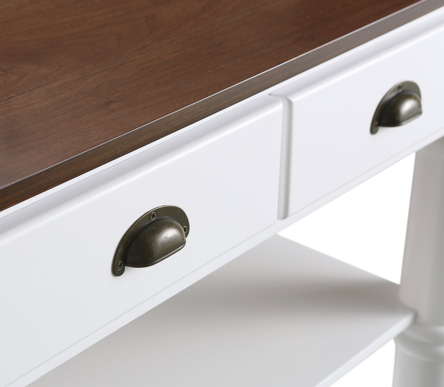 Monterey 36 In. Kitchen Island With Dark Walnut Veneered Wood Countertop in White