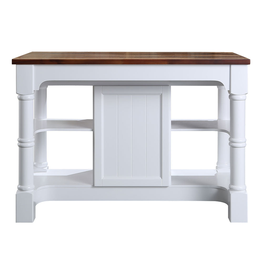 Monterey 36 In. Kitchen Island With Dark Walnut Veneered Wood Countertop in White
