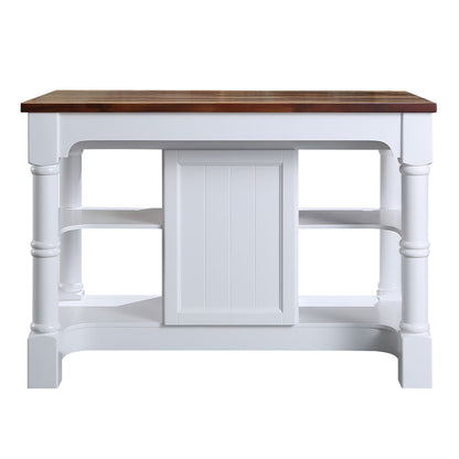 Monterey 36 In. Kitchen Island With Dark Walnut Veneered Wood Countertop in White