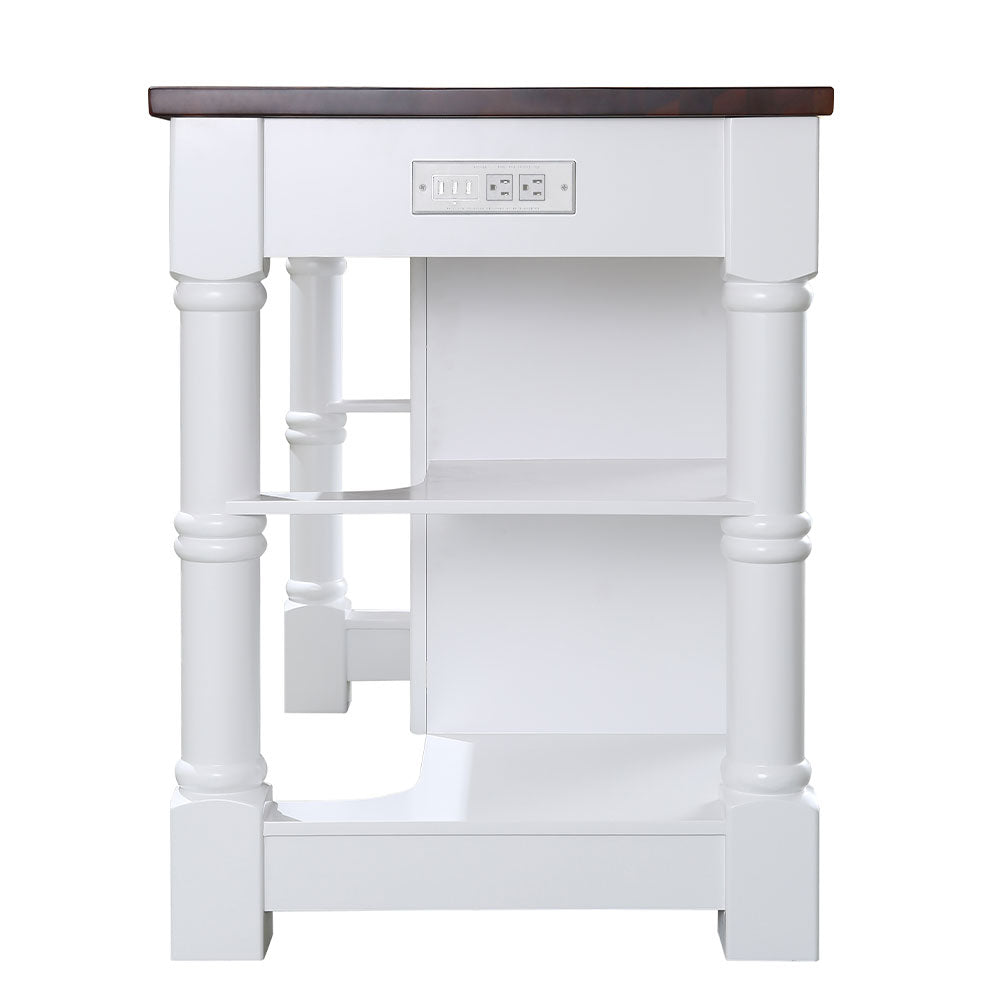 Monterey 36 In. Kitchen Island With Dark Walnut Veneered Wood Countertop in White