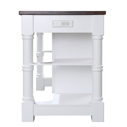 Monterey 36 In. Kitchen Island With Dark Walnut Veneered Wood Countertop in White