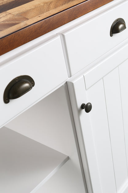 Monterey 36 In. Kitchen Island With Dark Walnut Veneered Wood Countertop in White