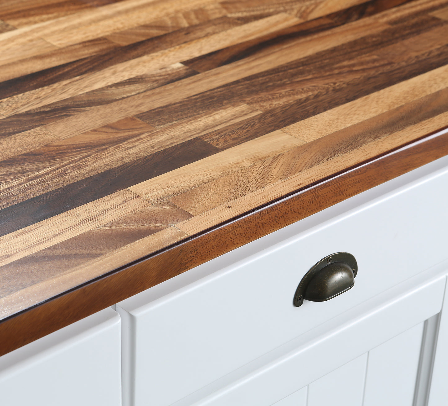 Monterey 36 In. Kitchen Island With Dark Walnut Veneered Wood Countertop in White