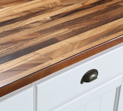 Monterey 36 In. Kitchen Island With Dark Walnut Veneered Wood Countertop in White