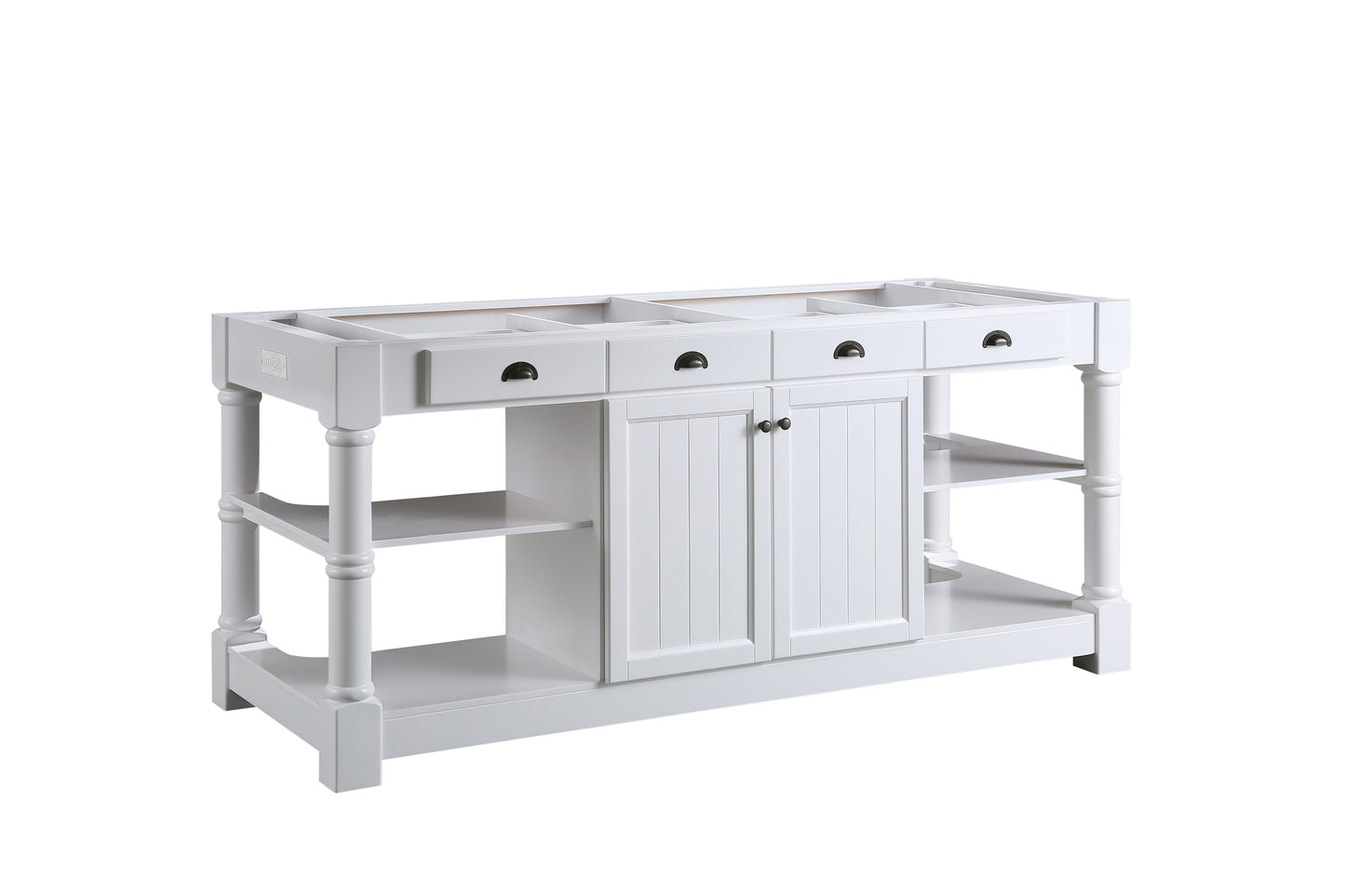 Monterey 80 In. Kitchen Island With White Quartz Sintered Stone Countertop in White