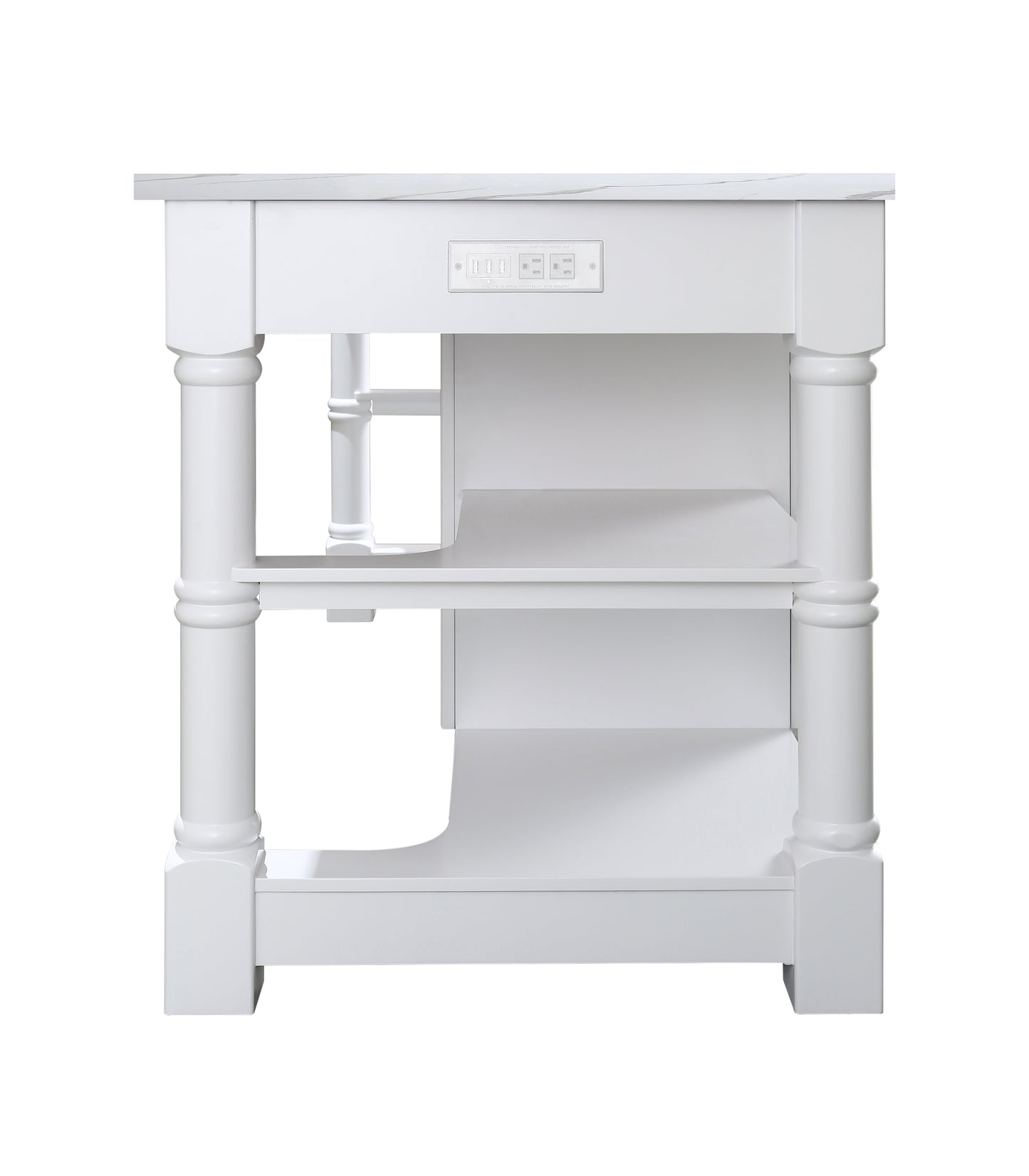 Monterey 80 In. Kitchen Island With White Quartz Sintered Stone Countertop in White