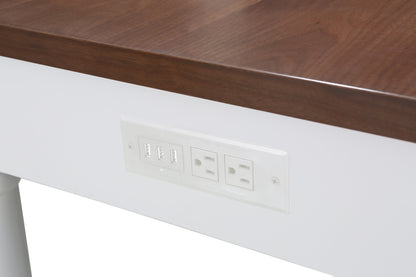 Monterey 80 In. Kitchen Island With Dark Walnut Veneered Wood Countertop in White