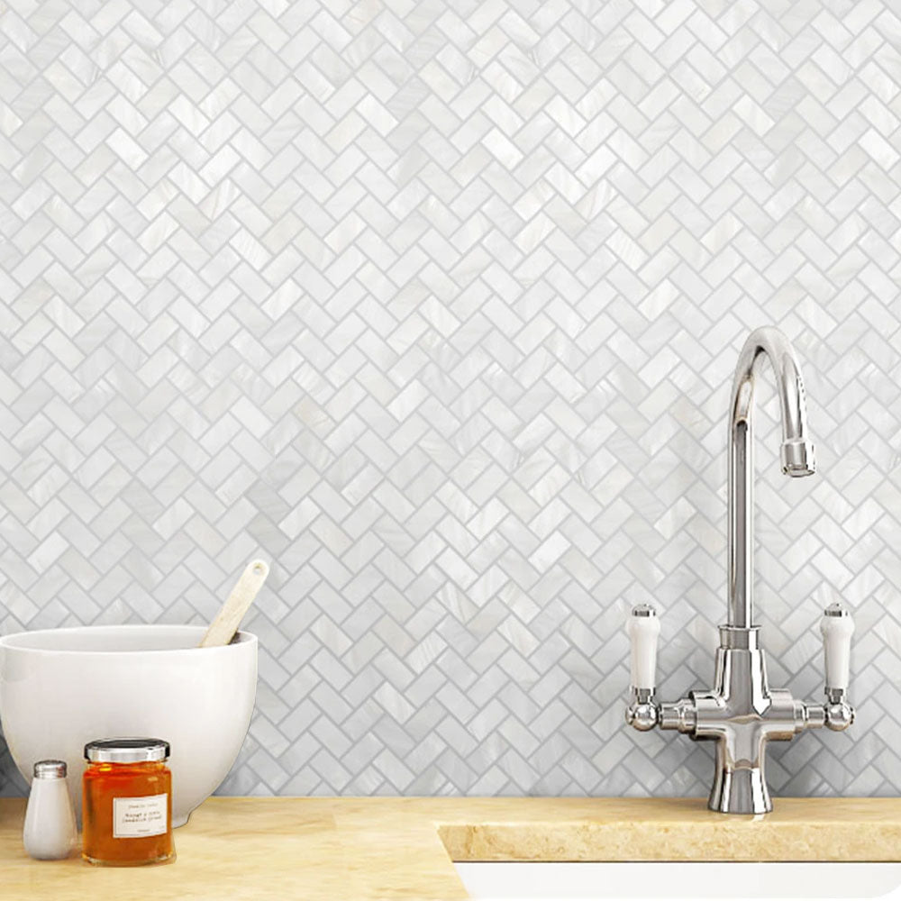 Design Element Herringbone Marble Tile (9.4 sq. ft. / case)
