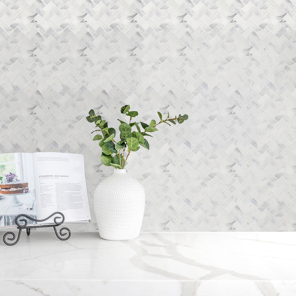 Design Element Herringbone Marble Tile (9.4 sq. ft. / case)
