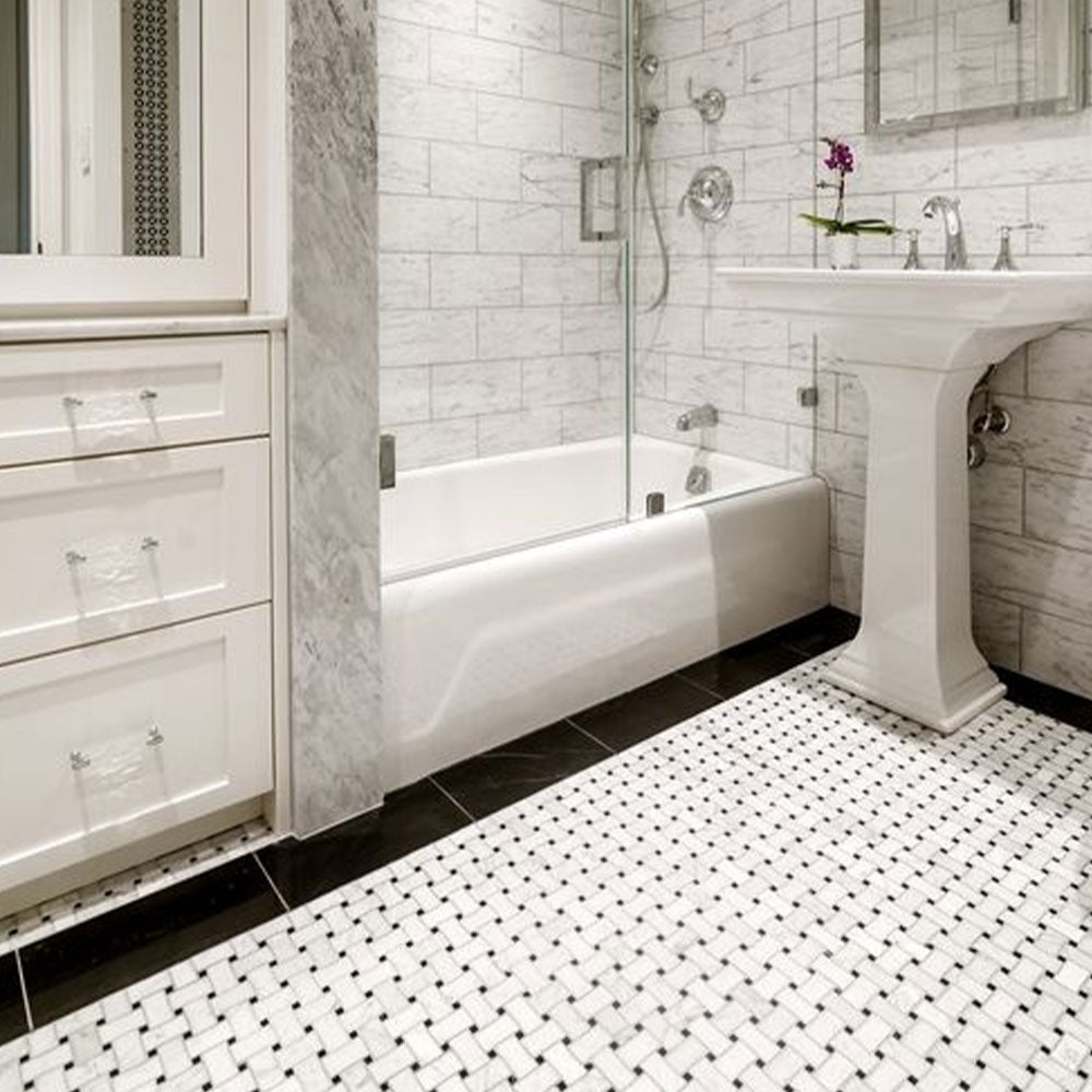 Design Element Basketweave Marble Tile (10 sq. ft. / case)