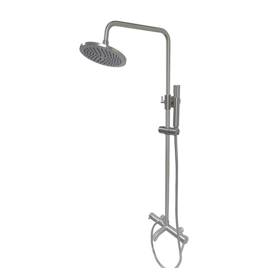 Rainfall Shower and Tub Wall Mount Faucet with Hand Shower in Brushed Nickel