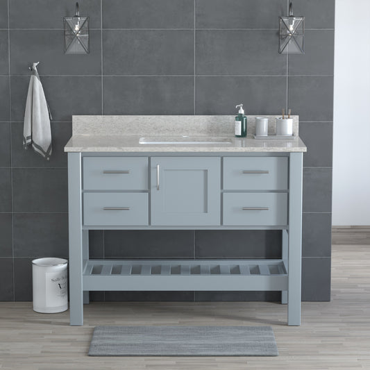 USA Patriot 48 Inch Gray Bathroom Vanity – Olympus Counter