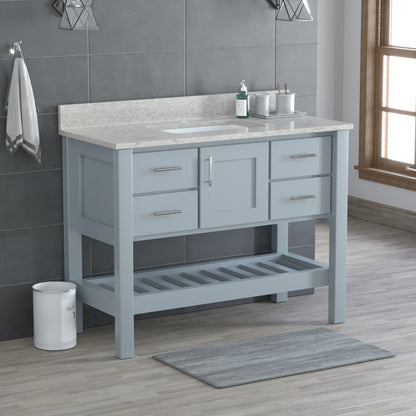 USA Patriot 48 Inch Gray Bathroom Vanity – Olympus Counter