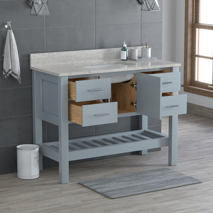 USA Patriot 48 Inch Gray Bathroom Vanity – Olympus Counter