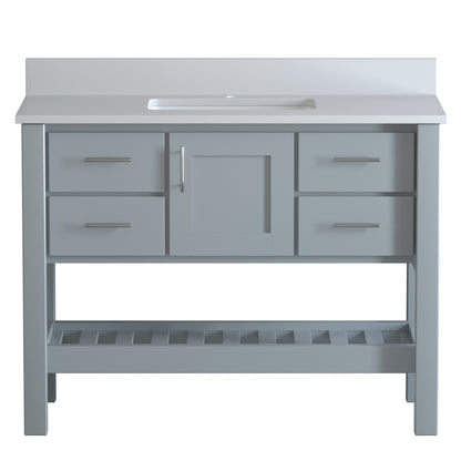 USA Patriot 48 Inch Gray Bathroom Vanity - White Counter