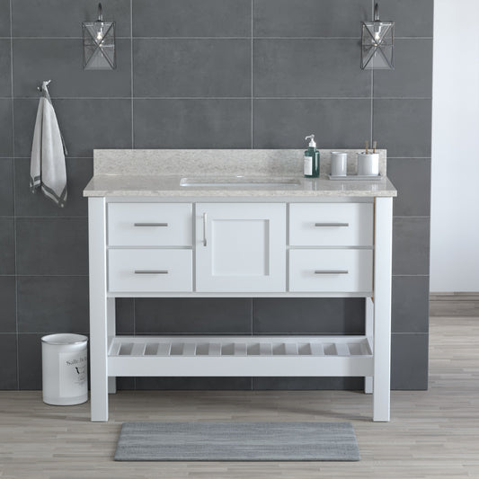 USA Patriot 48 Inch White Bathroom Vanity – Olympus Counter