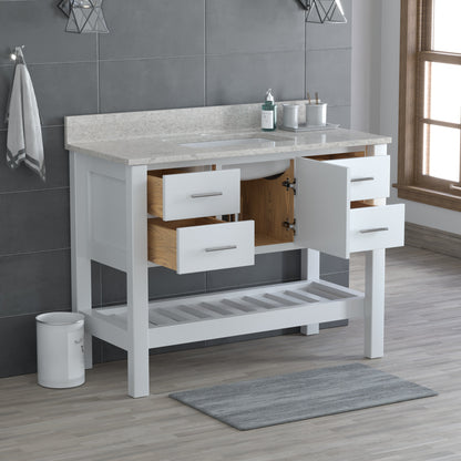 USA Patriot 48 Inch White Bathroom Vanity – Olympus Counter