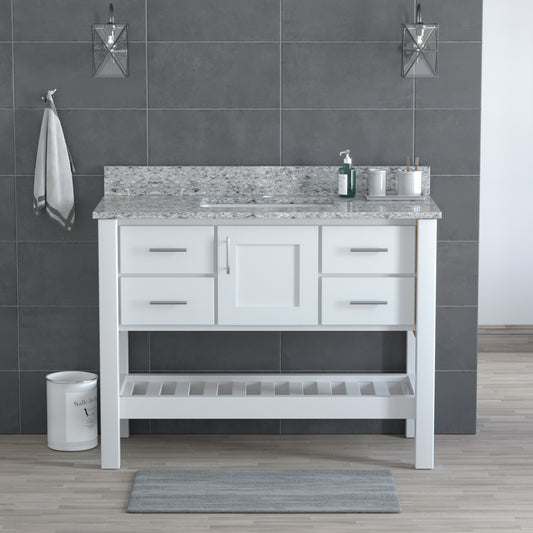 USA Patriot 48 Inch White Bathroom Vanity - Pepper Counter