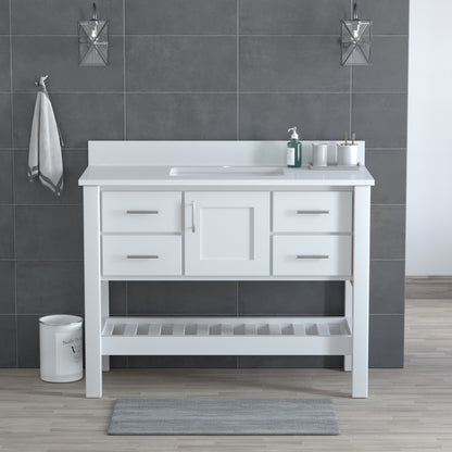 USA Patriot 48 Inch White Bathroom Vanity - White Counter