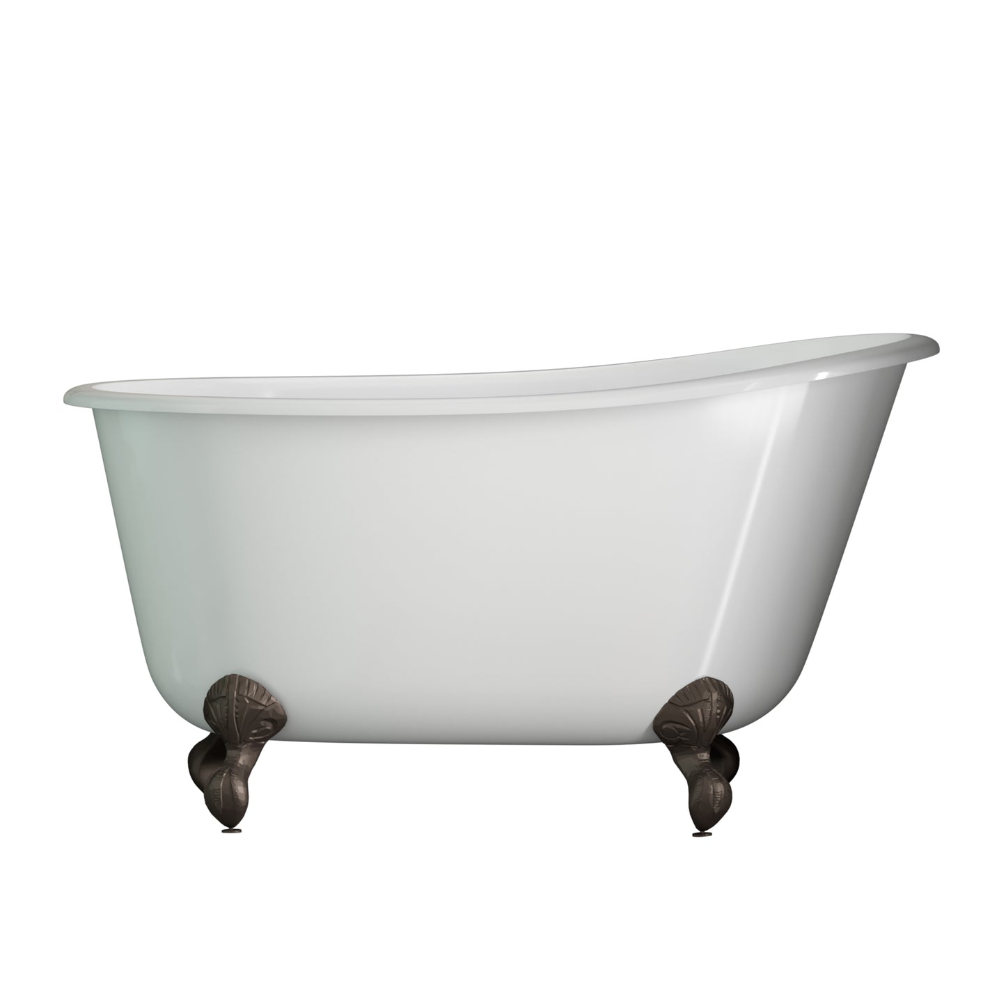 Cast Iron Swedish Slipper Tub 54" X 30" with No Faucet Drillings and Complete Free Standing British Telephone Faucet and Hand Held Shower  Oil Rubbed Bronze Plumbing Package (faucet not pictured)